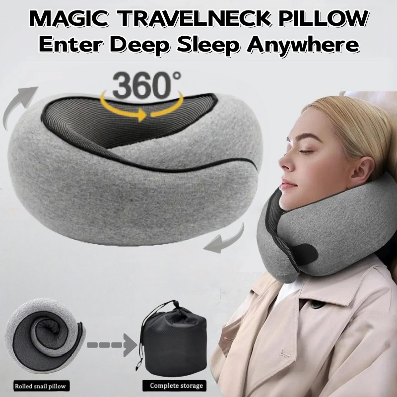 Anti Snore Contour Pillow - หมอนรองคอรูปตัวยูแบบพกพา 100% เมมโมรี่โฟม หมอนรูปหอยทาก หมอนรองคอสำหรับเดินทาง หมอนรองคอแบบปรับได้