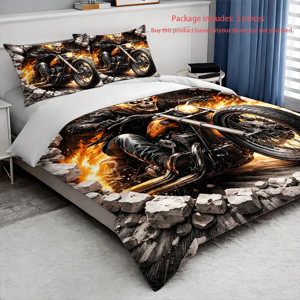 ชุดผ้าปูที่นอนลายหัวกะโหลกเปลว - Duvet Cover Sets With Zipper บทวิจารณ์และราคา