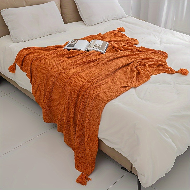 ผ้าห่มถักสไตล์โบโฮ ตกแต่งพู่ห้ - Boho Throw Blanket Fringe บทวิจารณ์และราคา