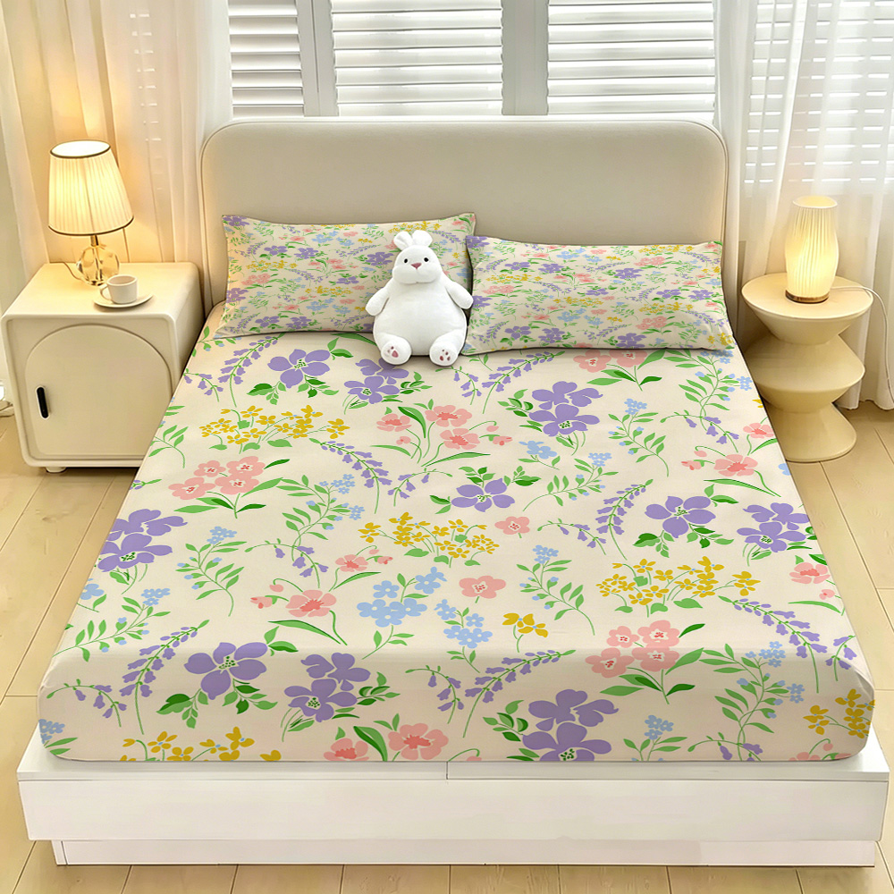 ชุดผ้าปูที่นอนลายดอกไม้สีสันสด - Fitted Bed Sheets Deep Pocket บทวิจารณ์และราคา