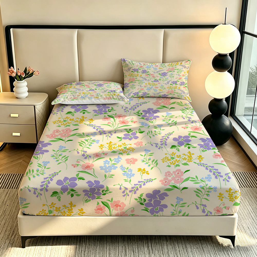 ชุดผ้าปูที่นอนลายดอกไม้สีสันสด - Fitted Bed Sheets Deep Pocket บทวิจารณ์และราคา